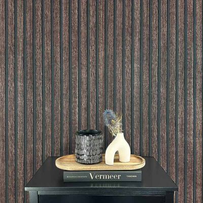 1040033 Wood Slat Wooden Paneling Dark Brown Oak